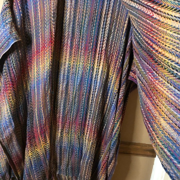 Soft Surroundings Cotton Rainbow Knit Fringe Shawl Cover Up Missy One Size‎ - Picture 4 of 6